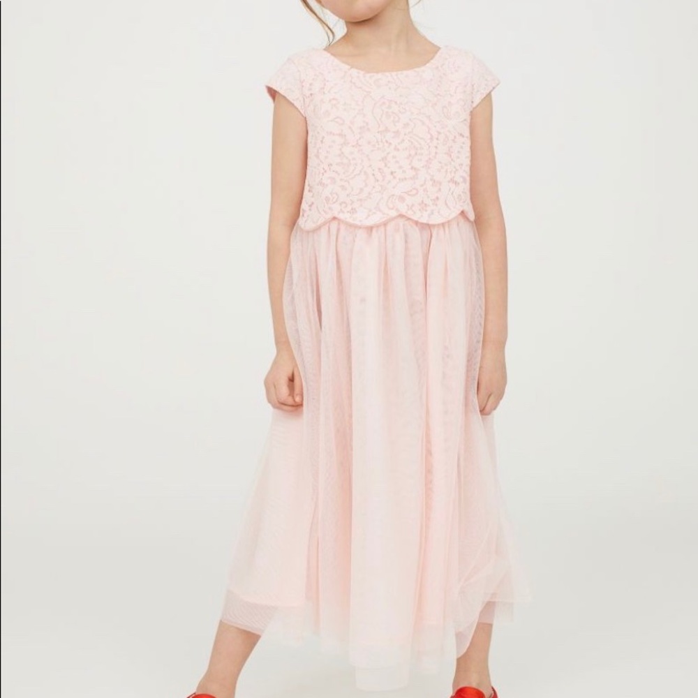 H&M long pink tulle dress